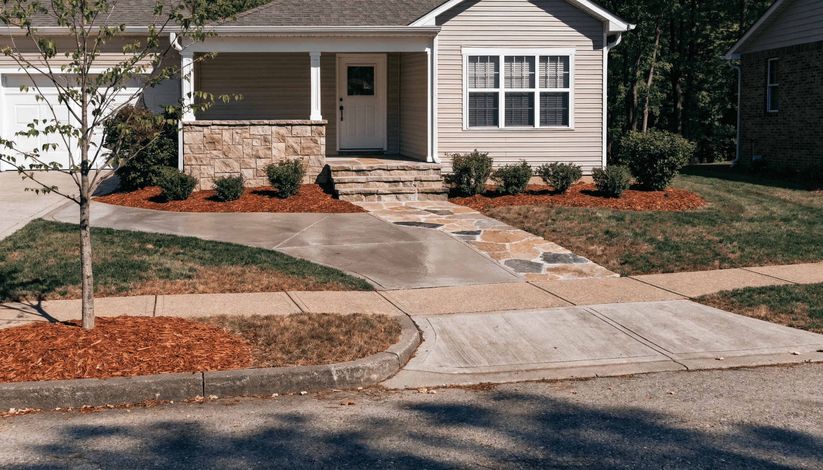 Concept rendering — Driveway, walkway & stone, illustrative of IronGround's work in Kitchener-Waterloo