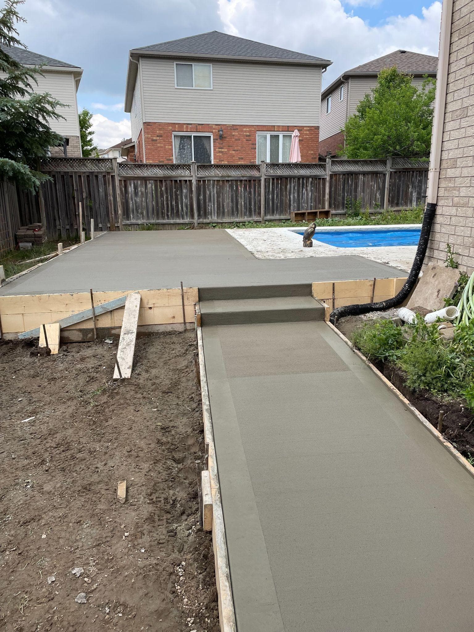 Pool-side patio + walkway · K-W — decorative concrete work by IronGround in Kitchener-Waterloo