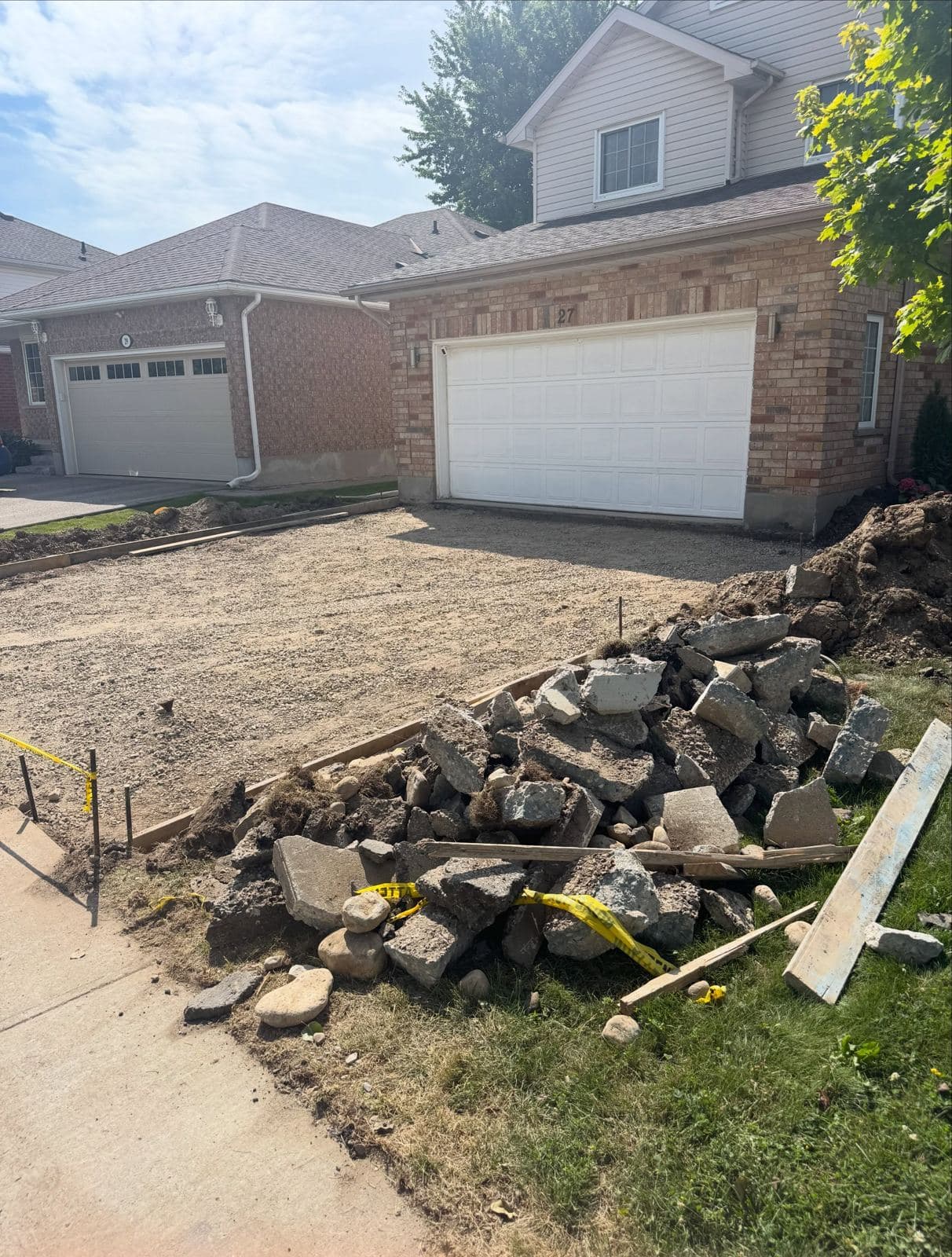 the old broken concrete torn out at Gregg Court before the new pour